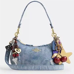 Coach Teri Shoulder Bag Loved Denim with Charms